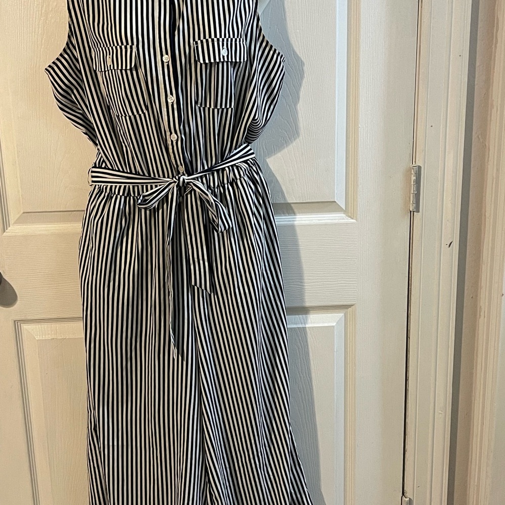 Spense Black and White Striped Jumpsuit